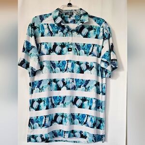 Bad Birdie Stripe Show Mens Gold Polo Size Medium